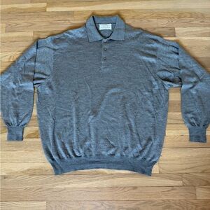 Gran Sasso Men’s Gray Polo Wool, Silk Sweater XXXL Quiet Luxury Corporate